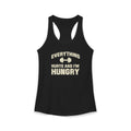 Black tank top with 'Everything Hurts and I'm Hungry' text on a white background