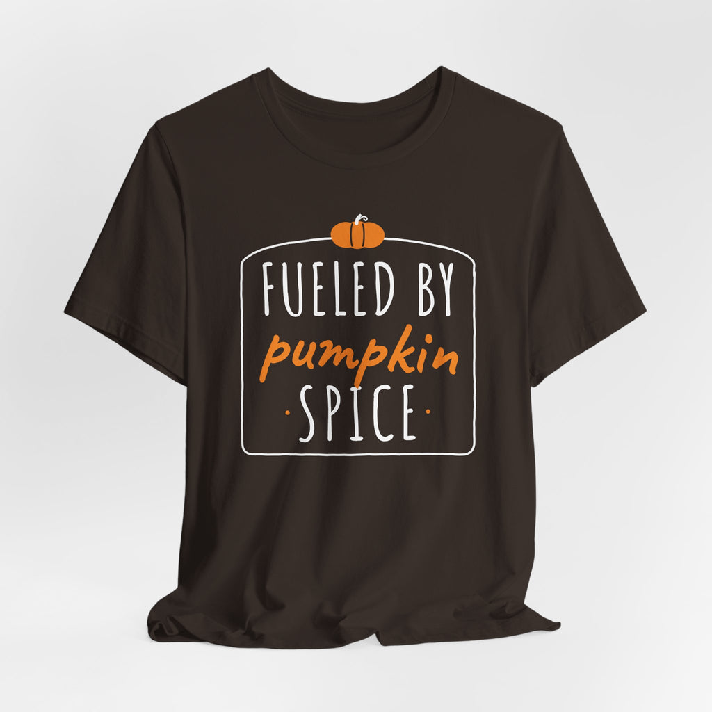 Fueled By Pumpkin Spice Retro Arch Tee | Fall Gym Shirt