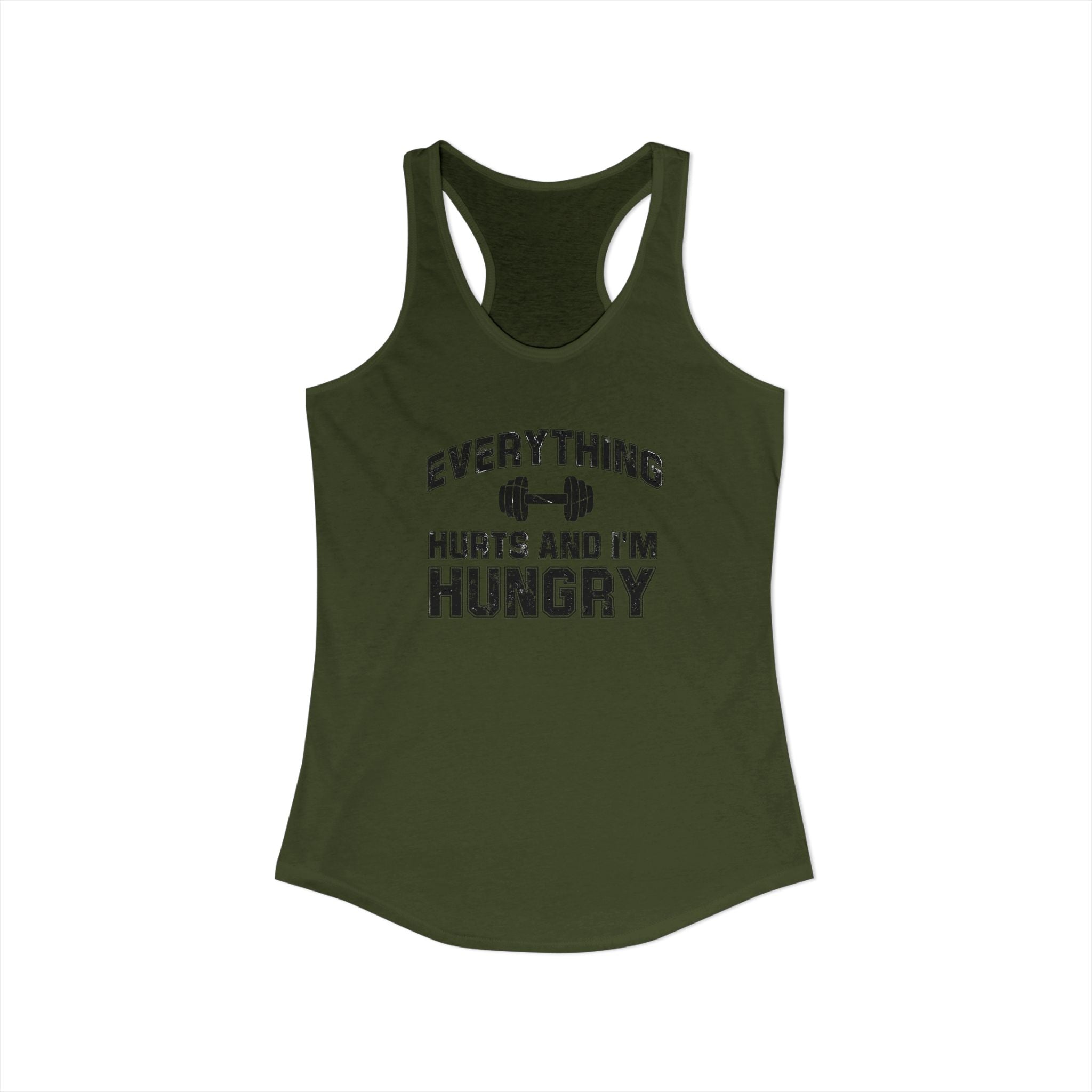 Everything Hurts and I’m Hungry Women’s Racerback Tank | Funny Gym Tank | Lightweight Workout Shirt | Fitness Humor Top