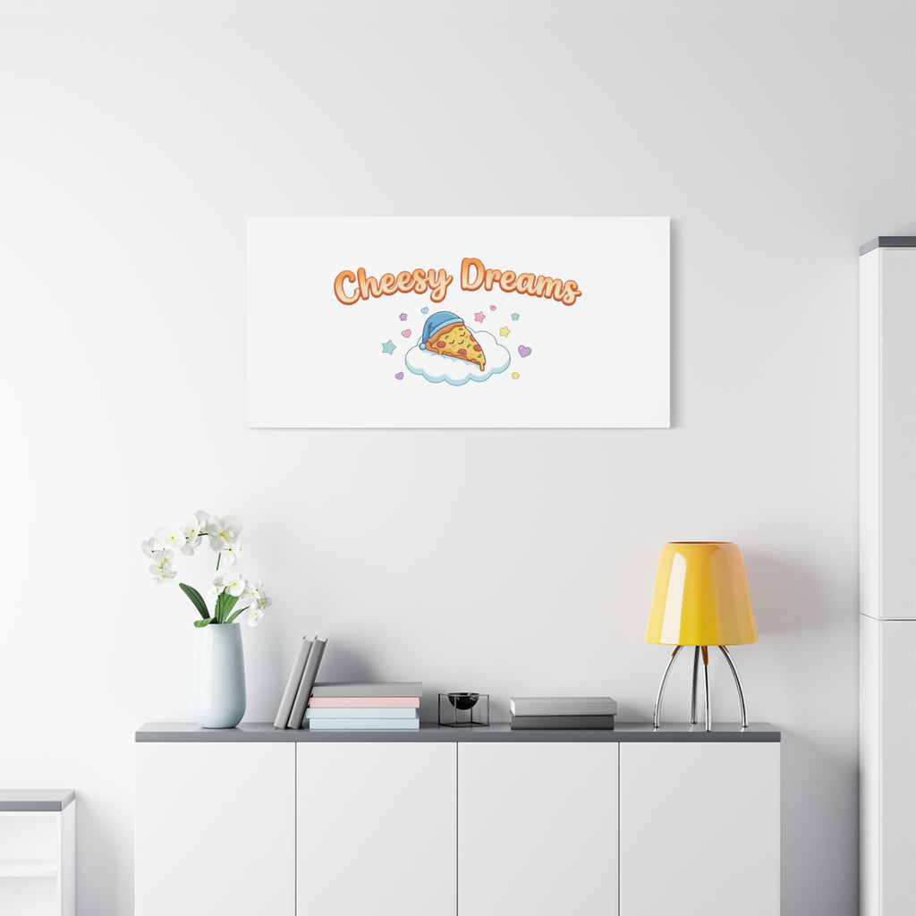 Cheesy Dreams Kawaii Pizza Canvas Wall Art