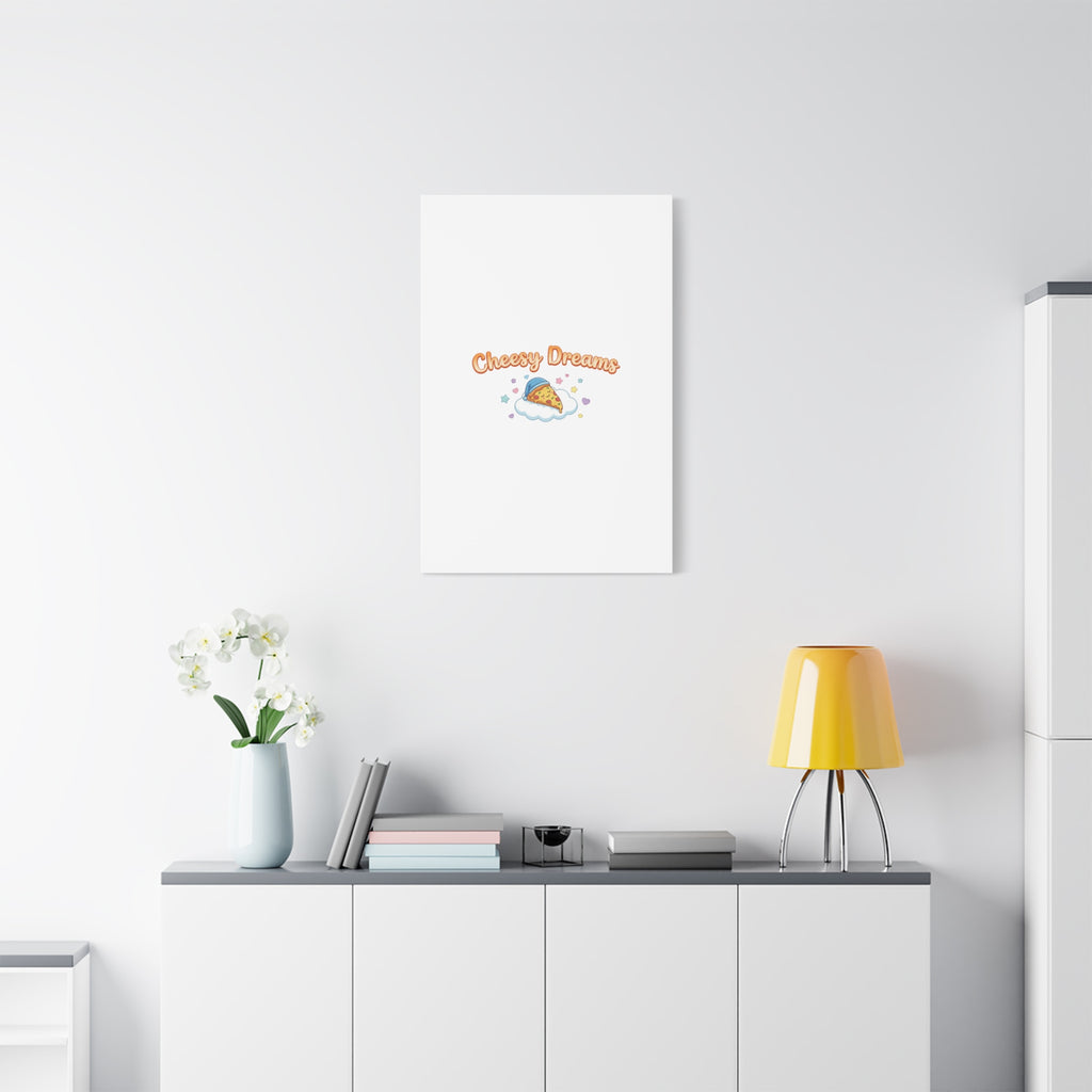 Cheesy Dreams Kawaii Pizza Canvas Wall Art