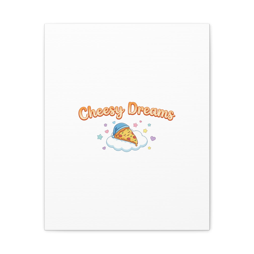 Cheesy Dreams Kawaii Pizza Canvas Wall Art