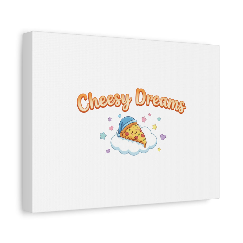 Cheesy Dreams Kawaii Pizza Canvas Wall Art