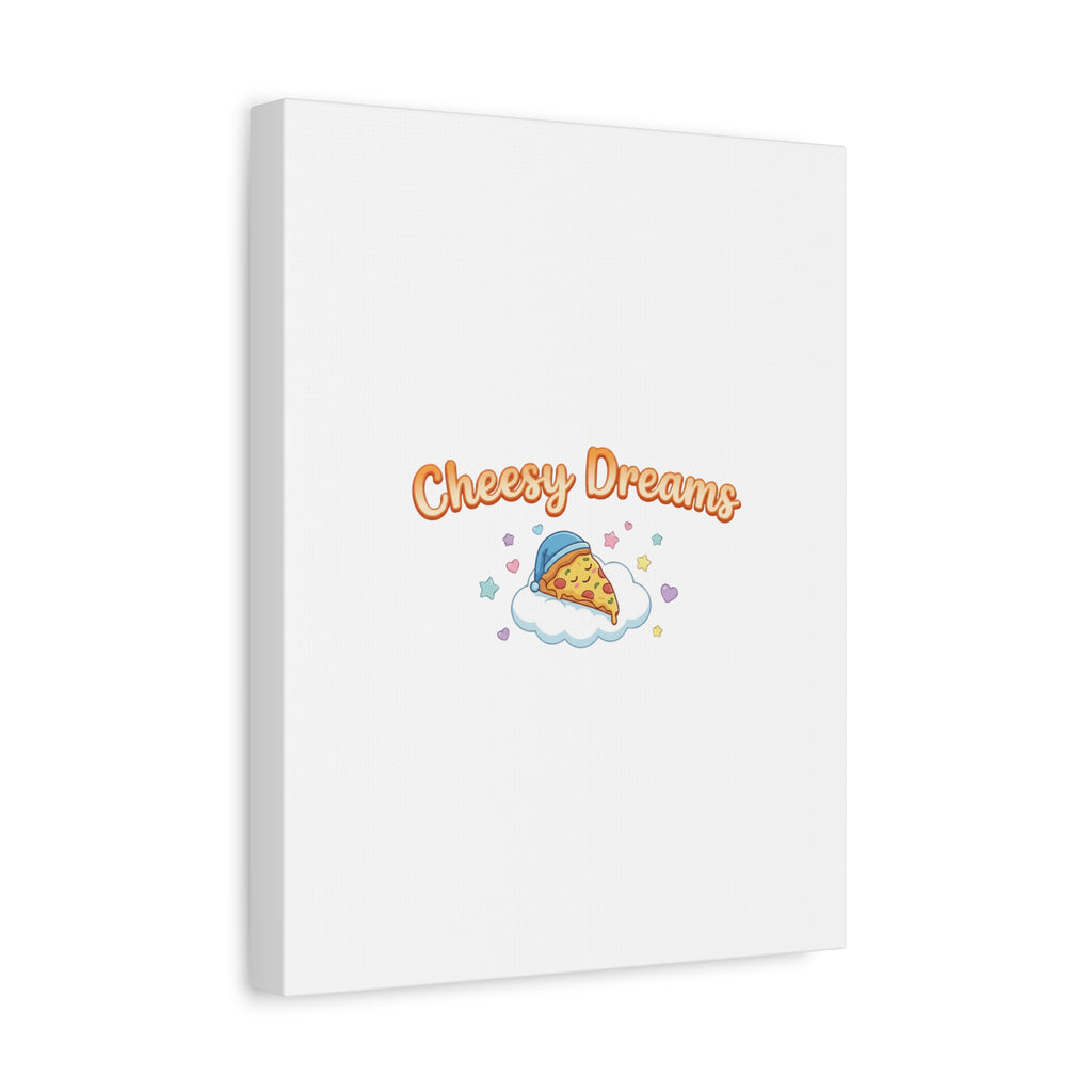 Cheesy Dreams Kawaii Pizza Canvas Wall Art