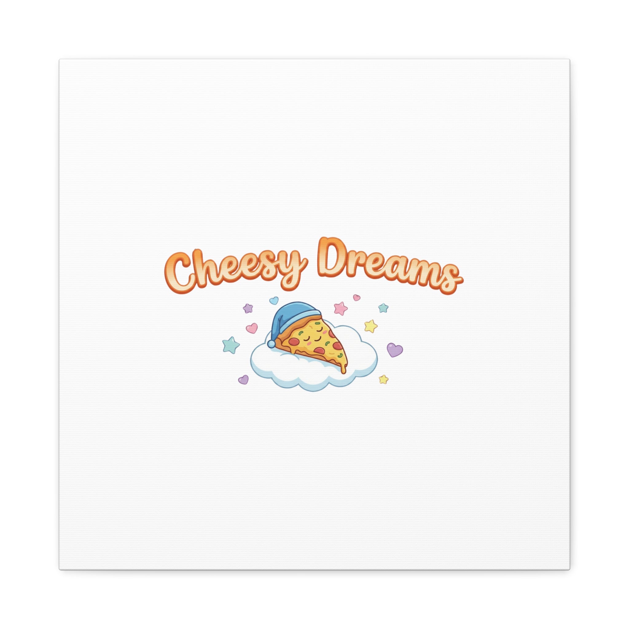 Cheesy Dreams Kawaii Pizza Canvas Wall Art