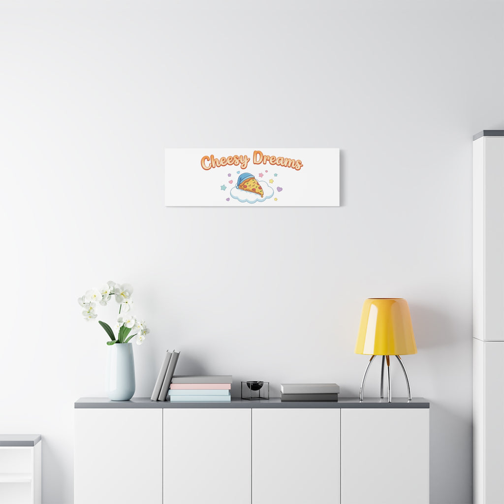 Cheesy Dreams Kawaii Pizza Canvas Wall Art
