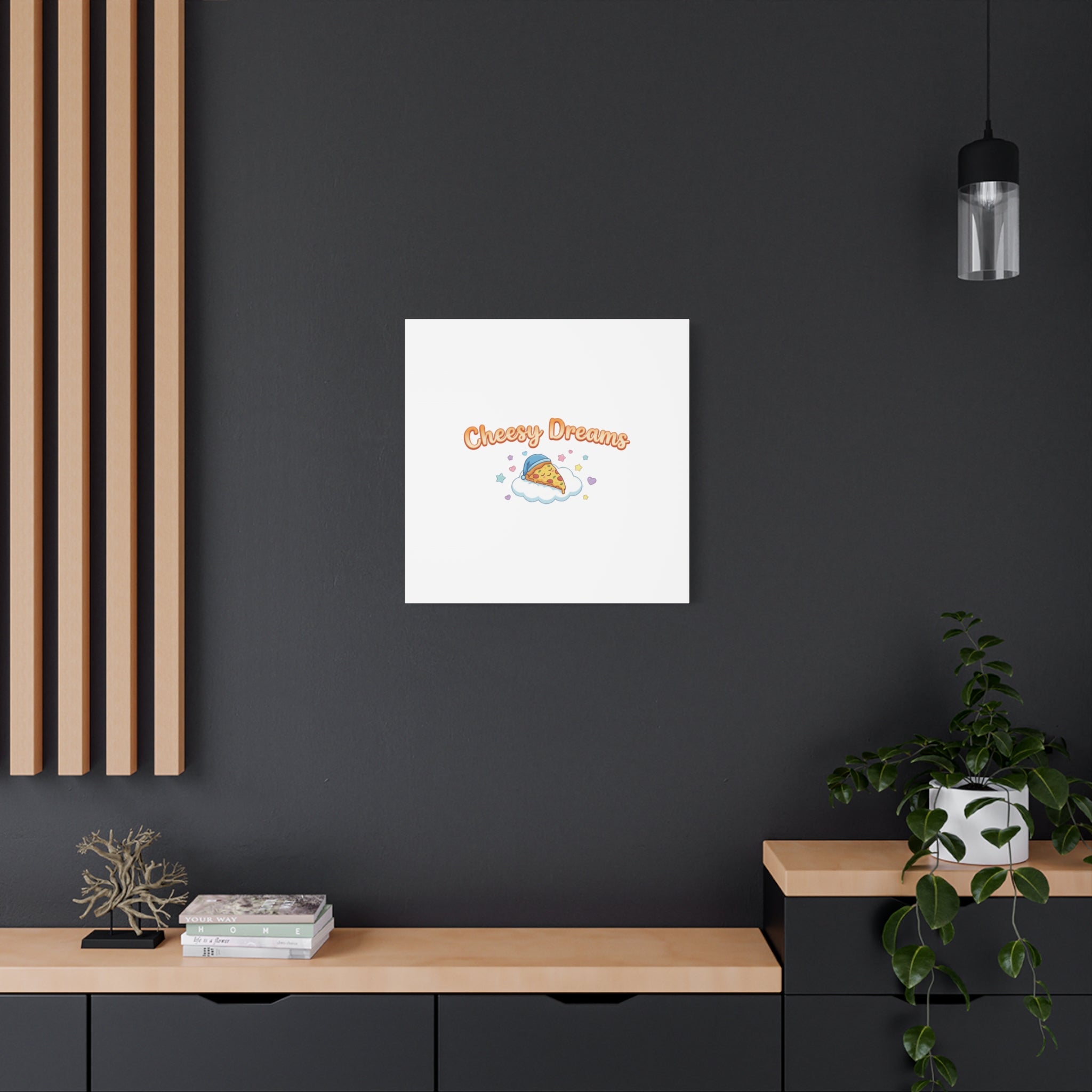Cheesy Dreams Kawaii Pizza Canvas Wall Art