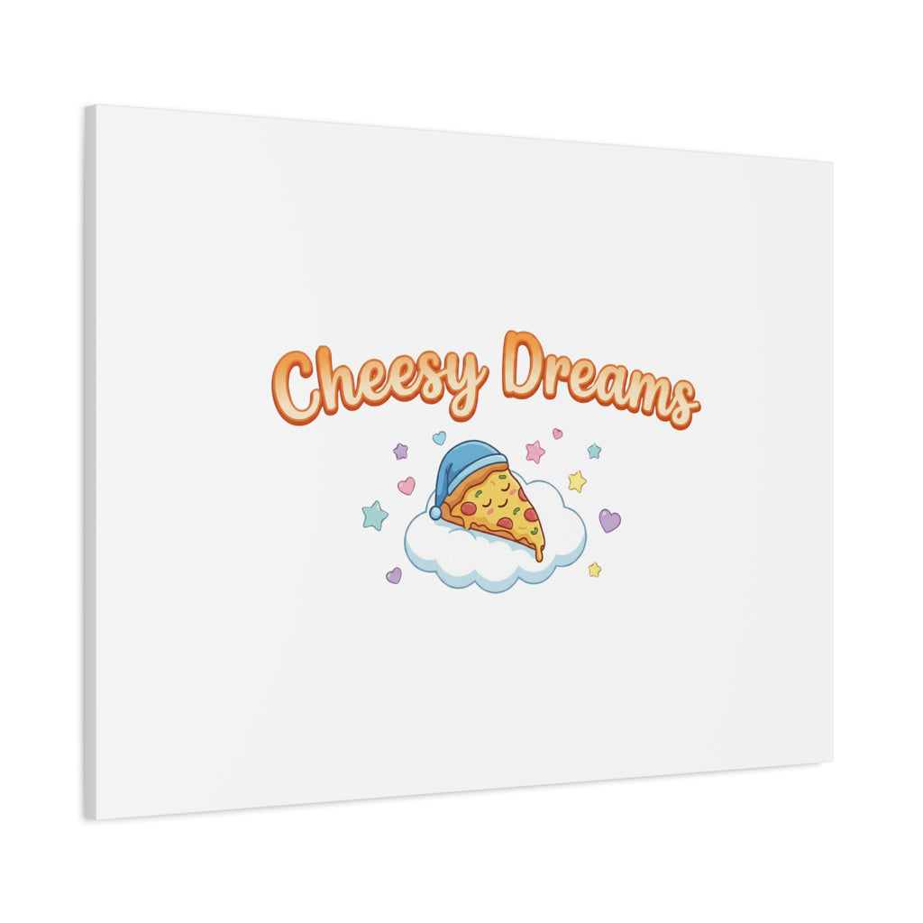 Cheesy Dreams Kawaii Pizza Canvas Wall Art