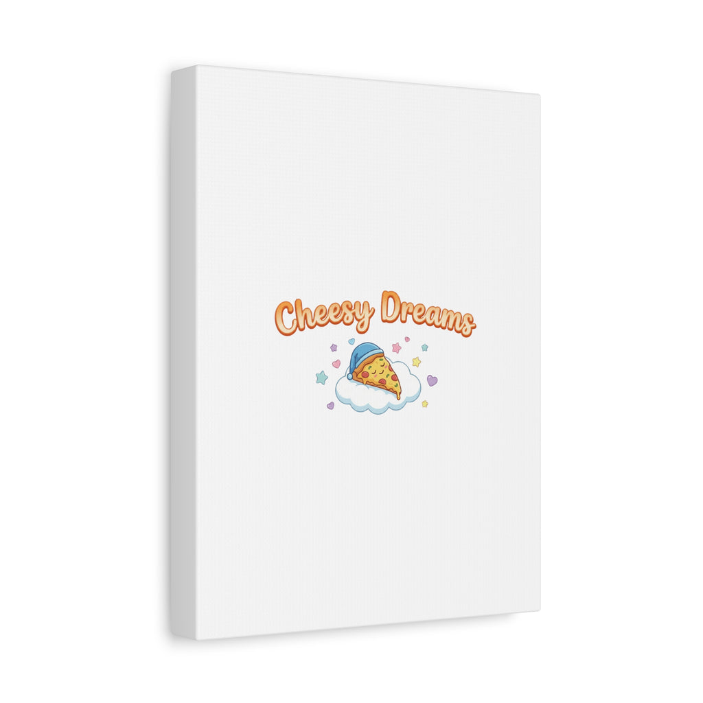 Cheesy Dreams Kawaii Pizza Canvas Wall Art