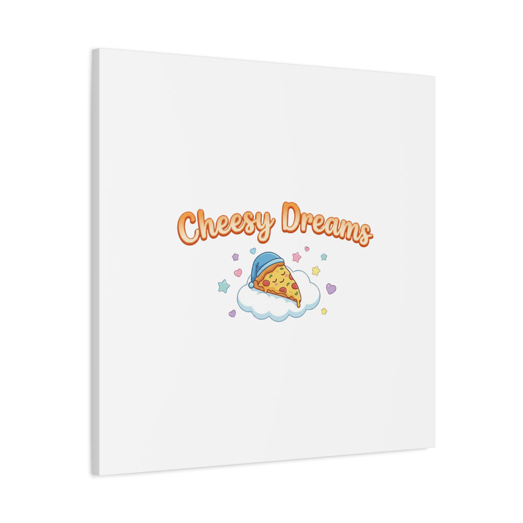 Cheesy Dreams Kawaii Pizza Canvas Wall Art