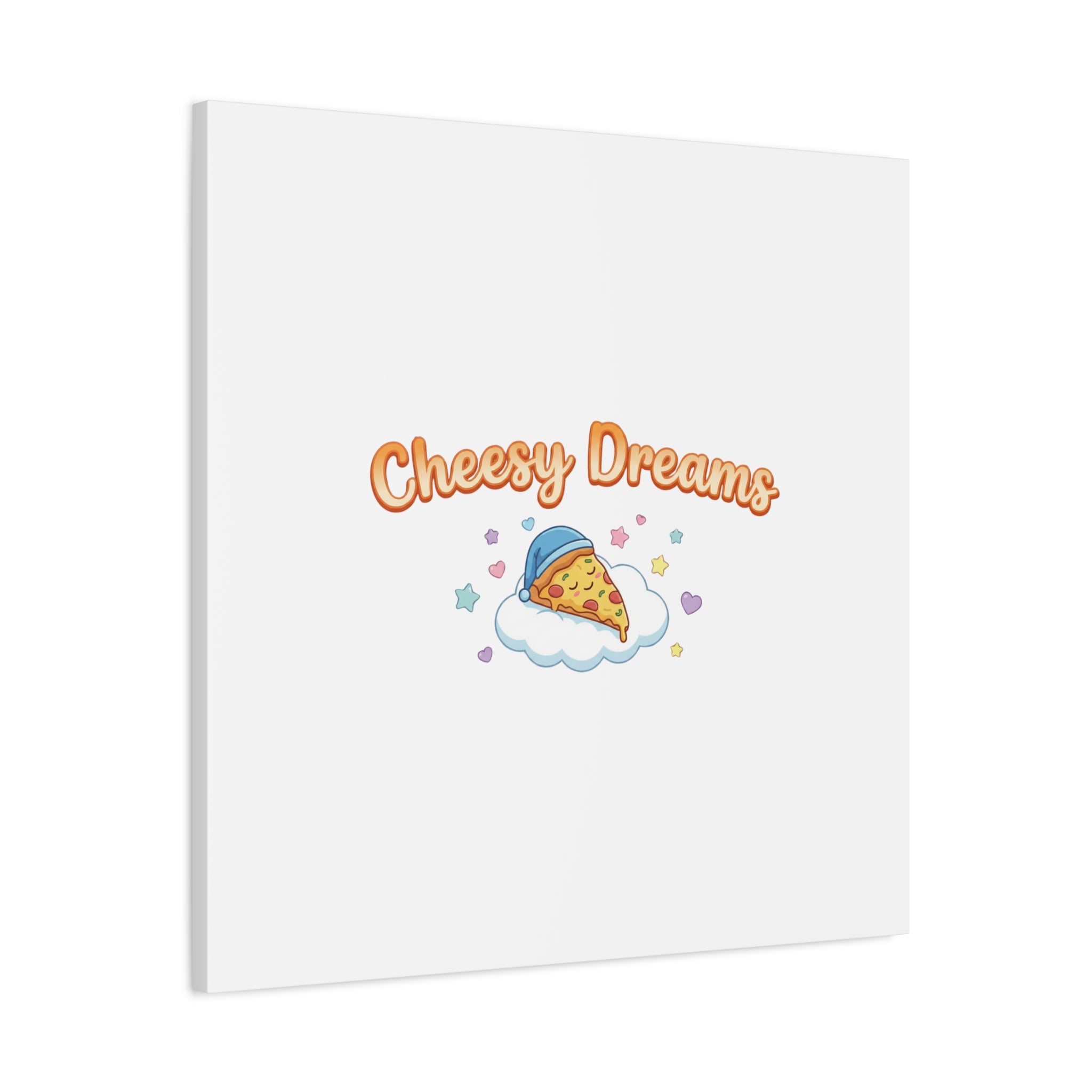 Cheesy Dreams Kawaii Pizza Canvas Wall Art