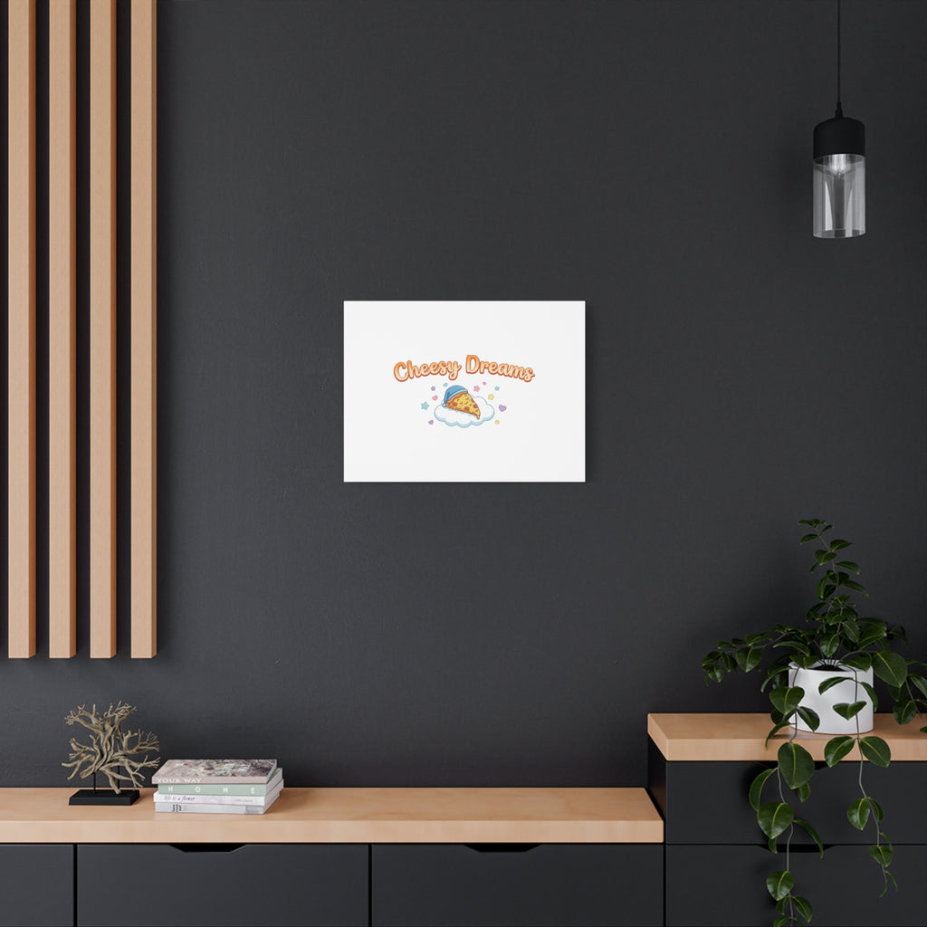 Cheesy Dreams Kawaii Pizza Canvas Wall Art