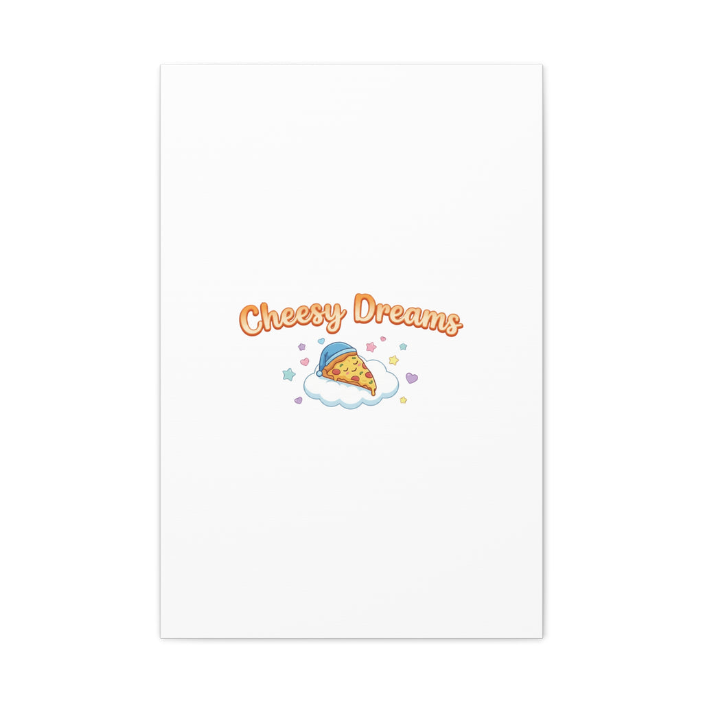 Cheesy Dreams Kawaii Pizza Canvas Wall Art