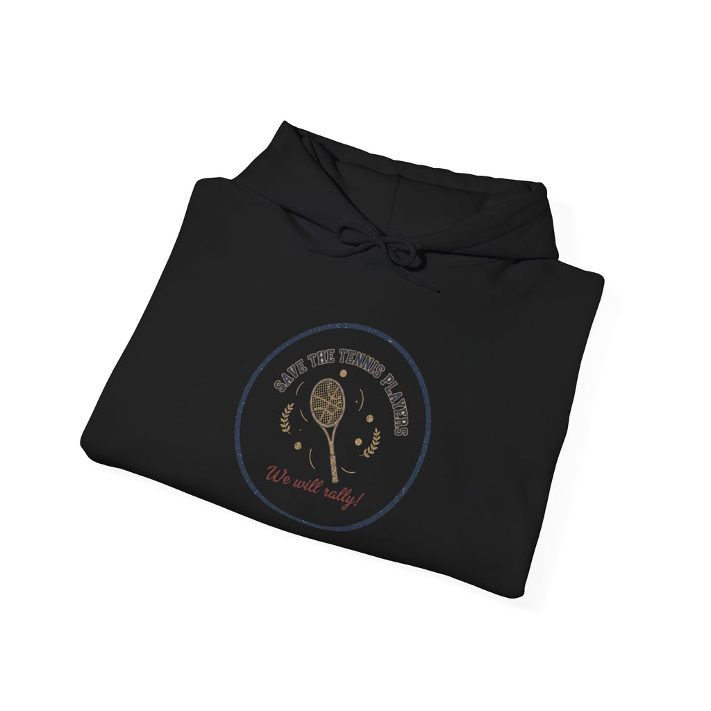 Save the Tennis Players Hoodie | tennis meme apparel, racquet sport humor