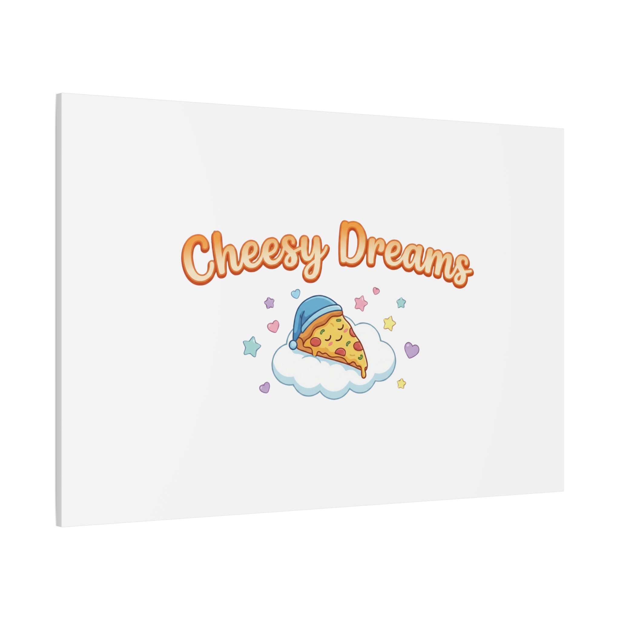 Cheesy Dreams Kawaii Pizza Canvas Wall Art
