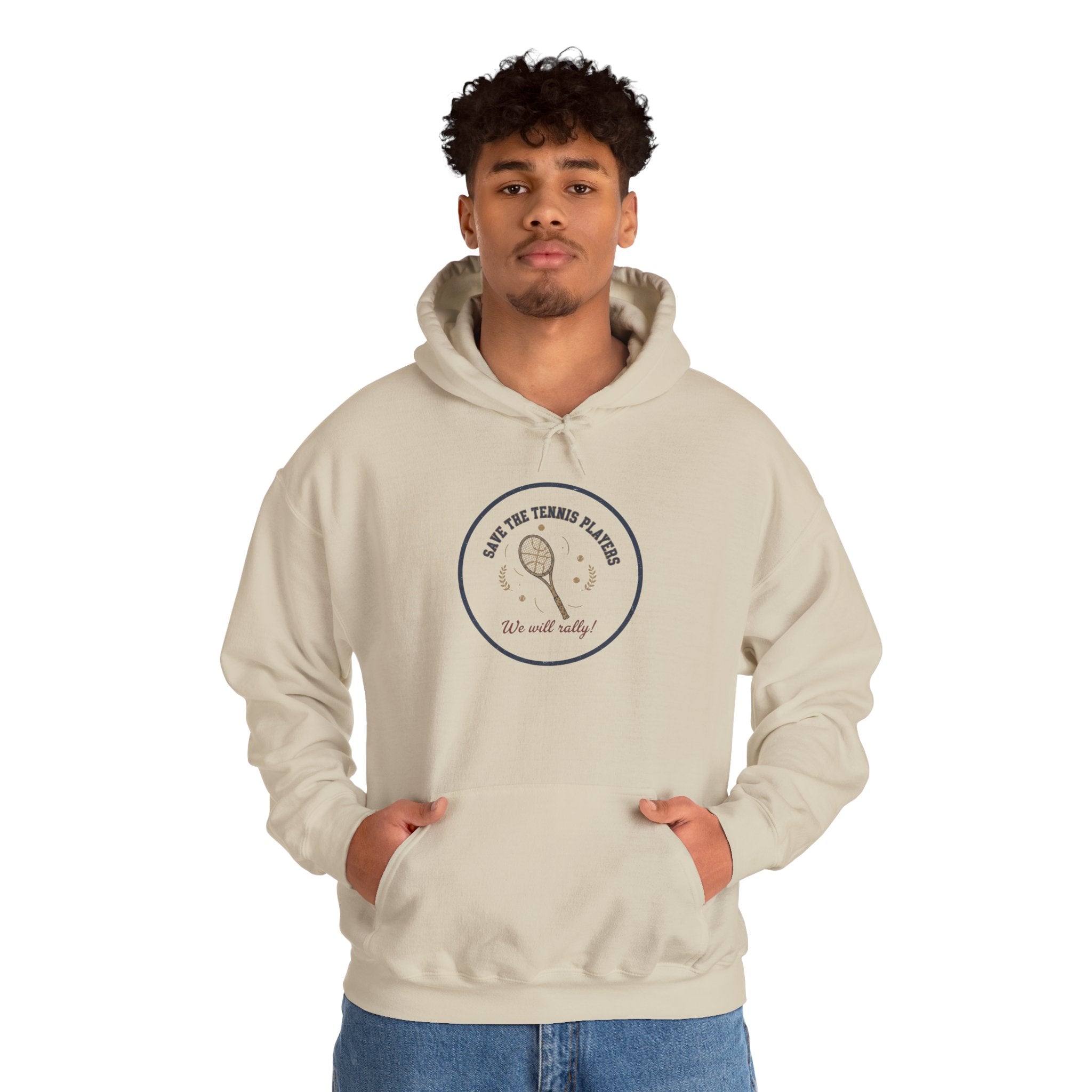 Save the Tennis Players Hoodie | tennis meme apparel, racquet sport humor