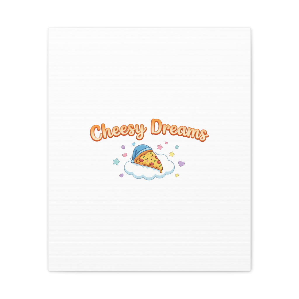 Cheesy Dreams Kawaii Pizza Canvas Wall Art