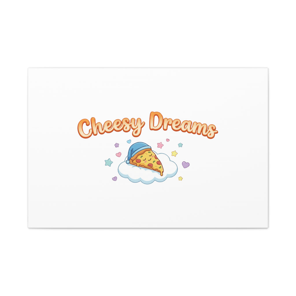 Cheesy Dreams Kawaii Pizza Canvas Wall Art