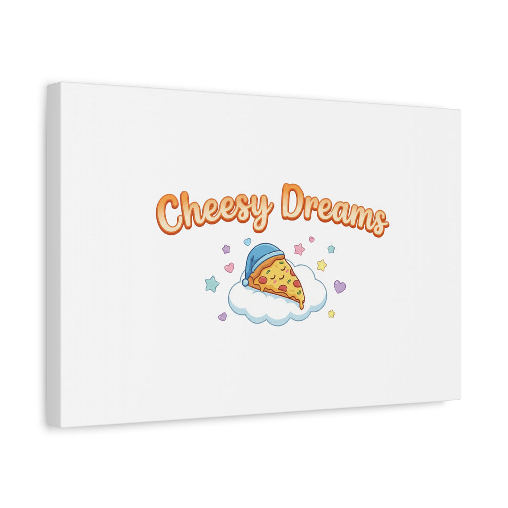Cheesy Dreams Kawaii Pizza Canvas Wall Art