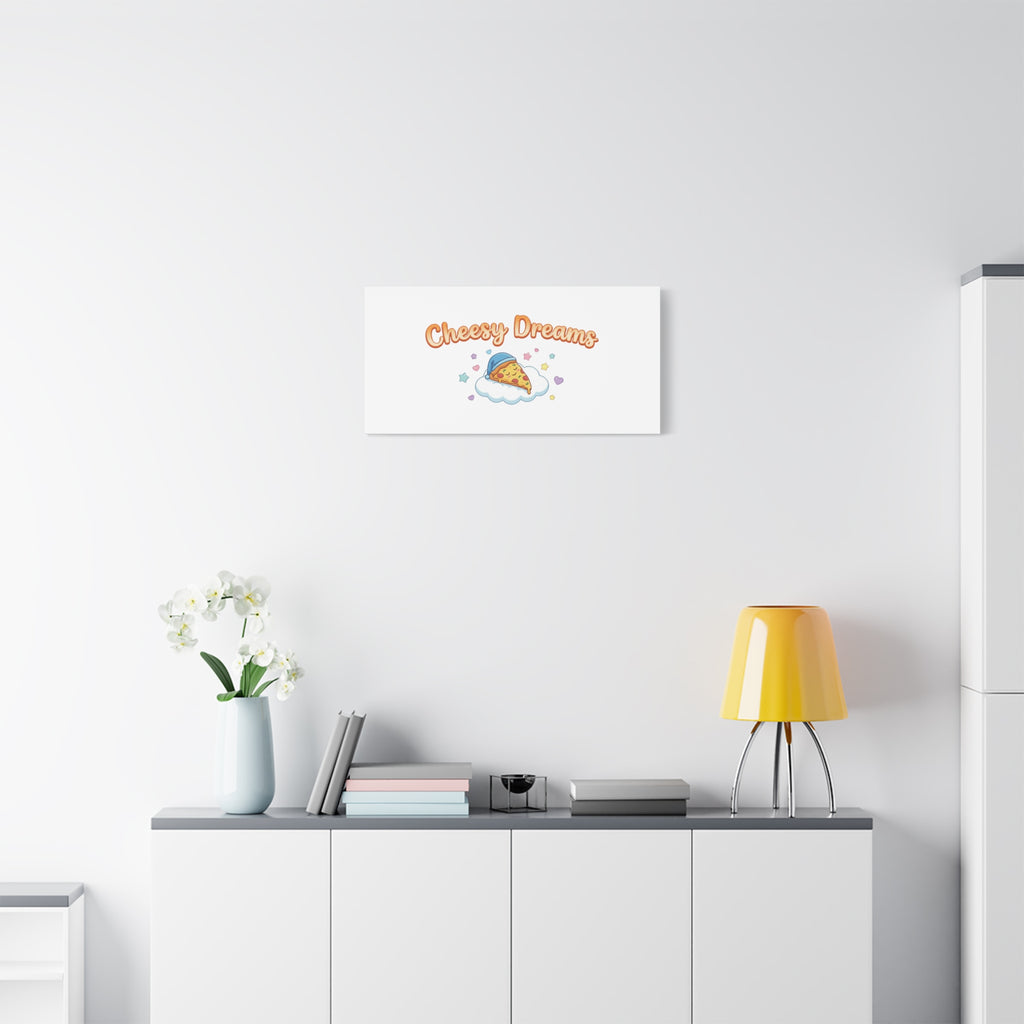 Cheesy Dreams Kawaii Pizza Canvas Wall Art