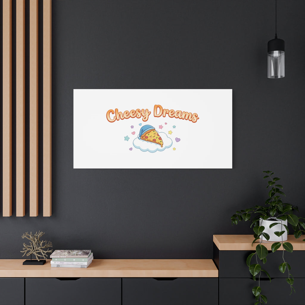 Cheesy Dreams Kawaii Pizza Canvas Wall Art