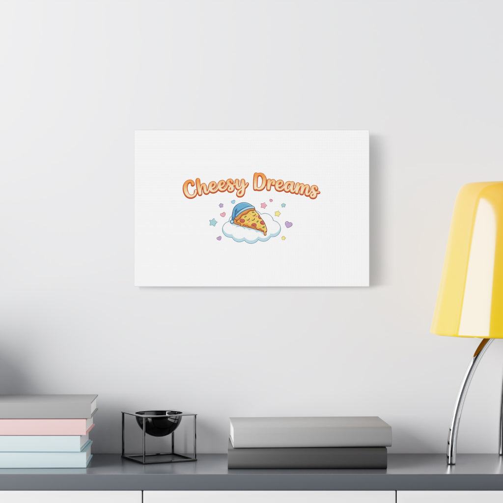 Cheesy Dreams Kawaii Pizza Canvas Wall Art