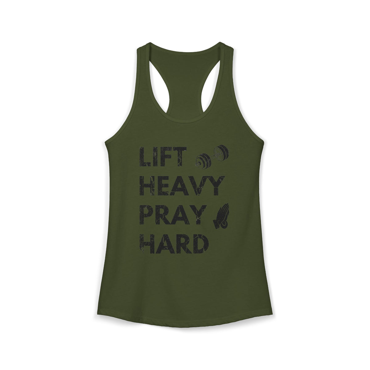 Lift Heavy Pray Hard Racerback Tank