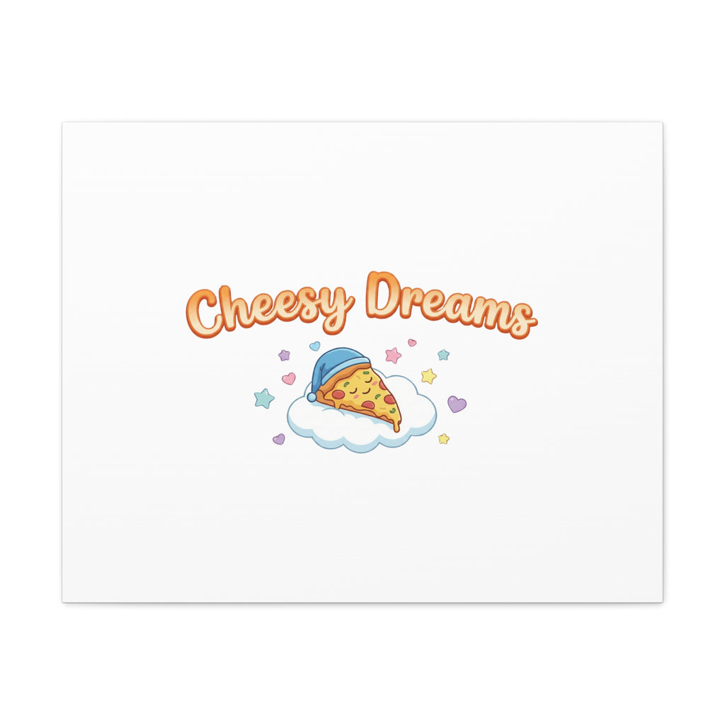 Cheesy Dreams Kawaii Pizza Canvas Wall Art