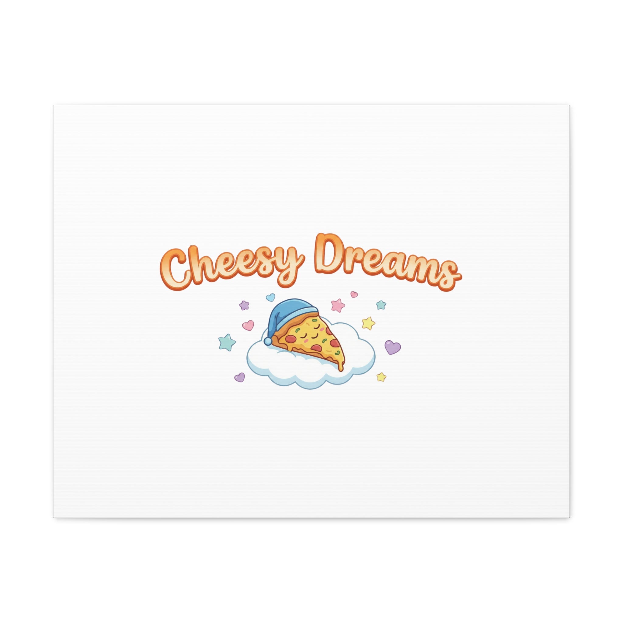 Cheesy Dreams Kawaii Pizza Canvas Wall Art