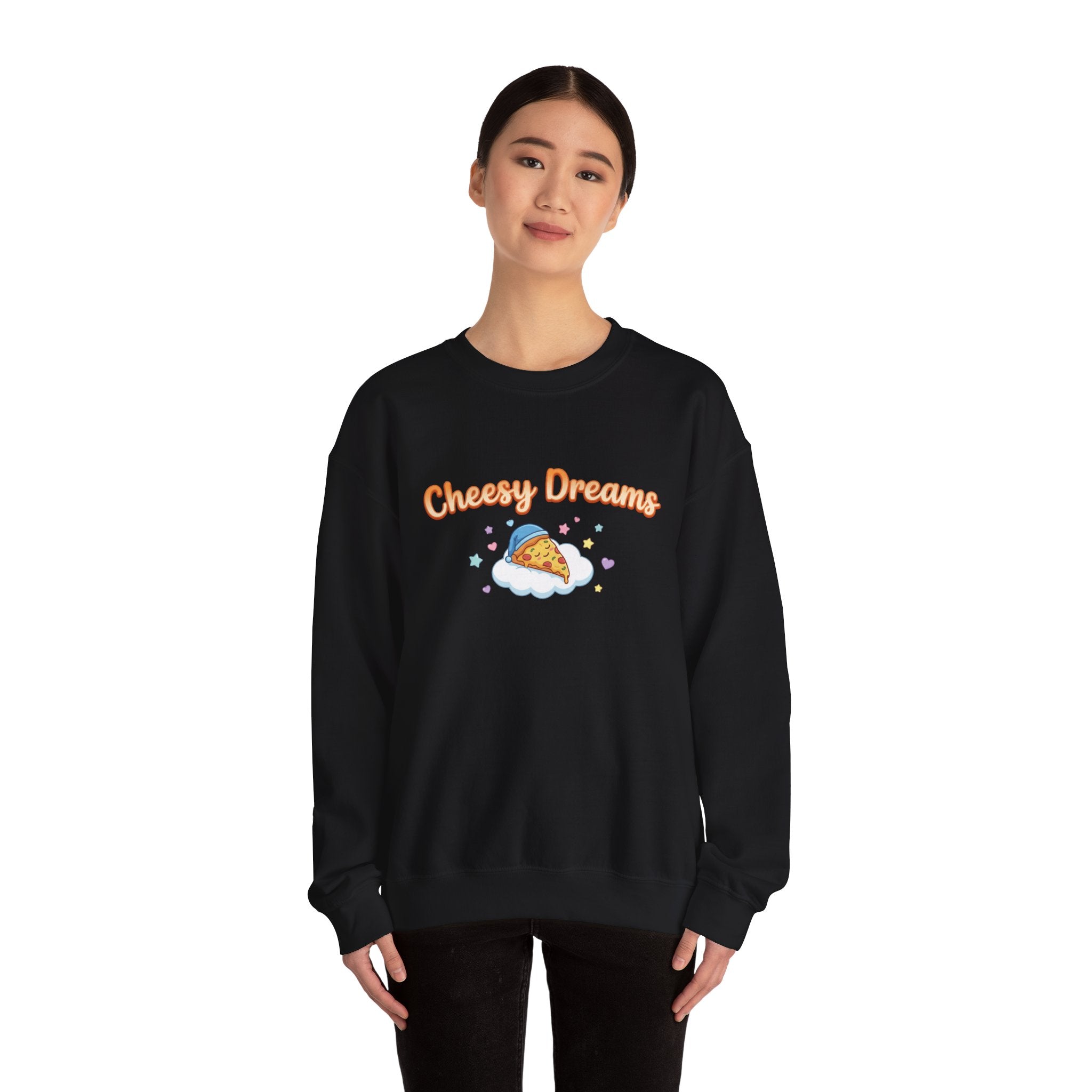 Cheesy Dreams Pizza Sweatshirt – Cozy Food Humor Crewneck