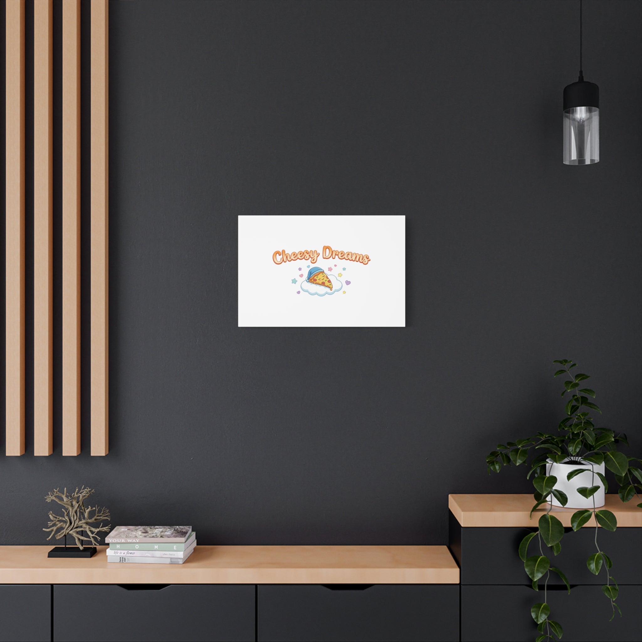 Cheesy Dreams Kawaii Pizza Canvas Wall Art