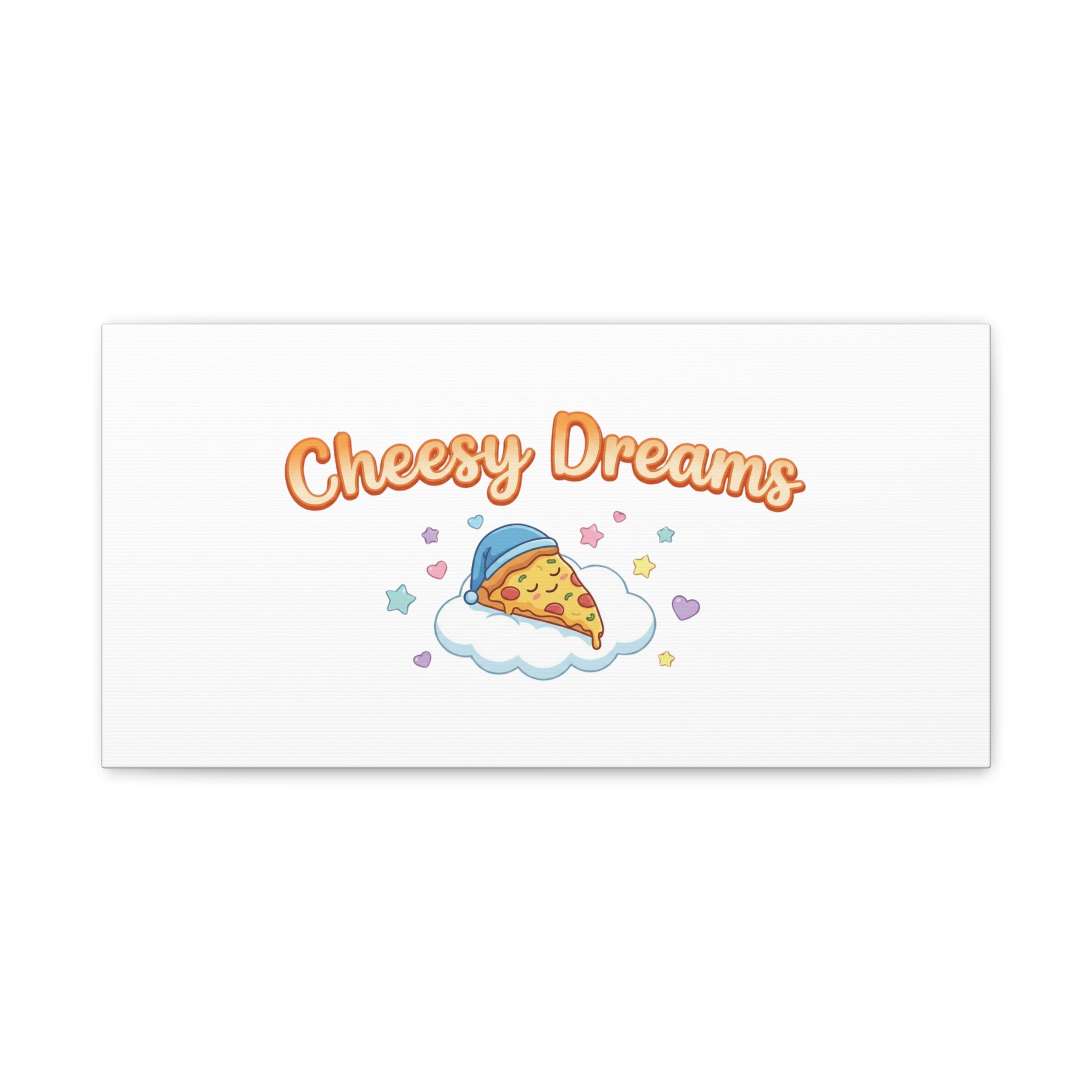 Cheesy Dreams Kawaii Pizza Canvas Wall Art