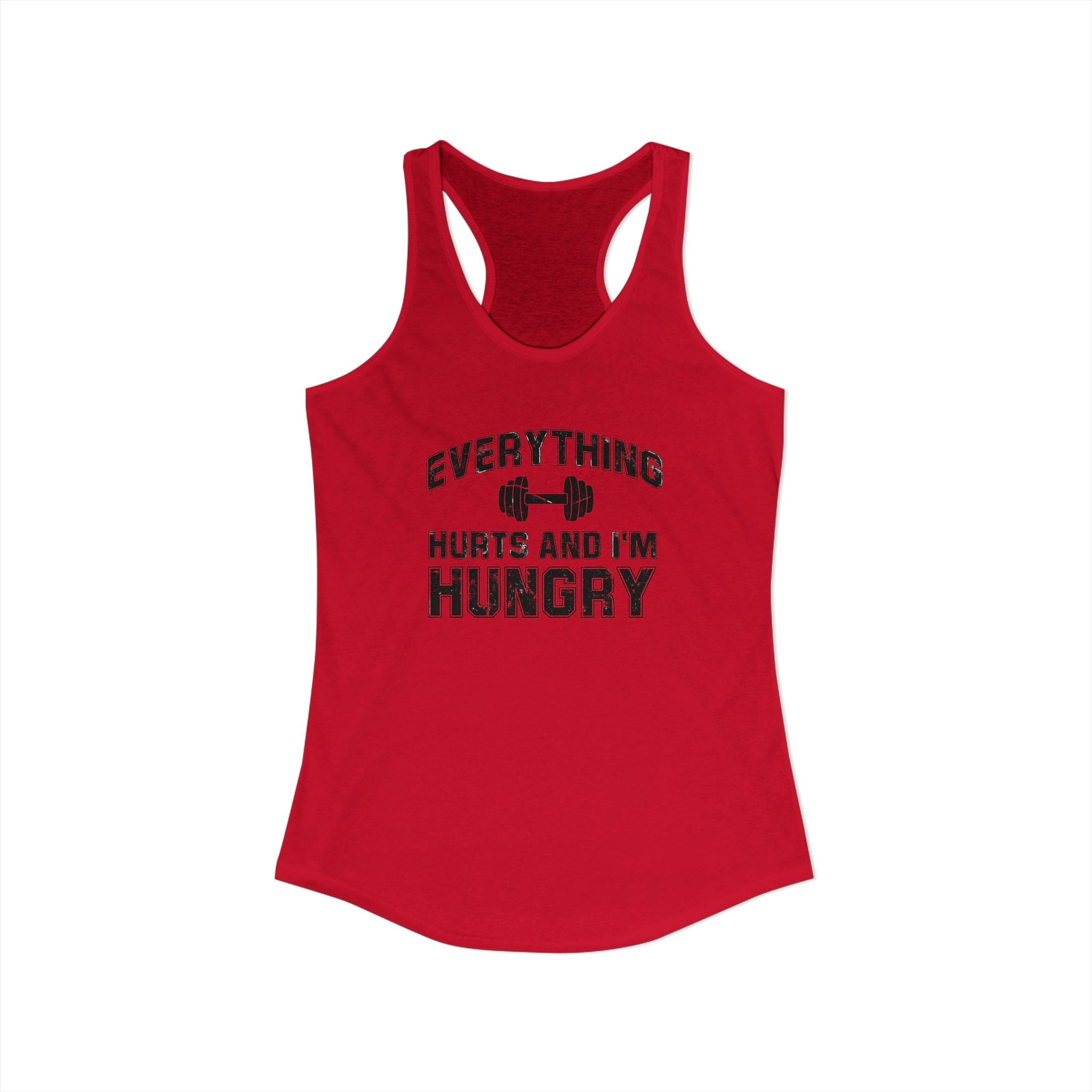 Everything Hurts and I’m Hungry Women’s Racerback Tank | Funny Gym Tank | Lightweight Workout Shirt | Fitness Humor Top