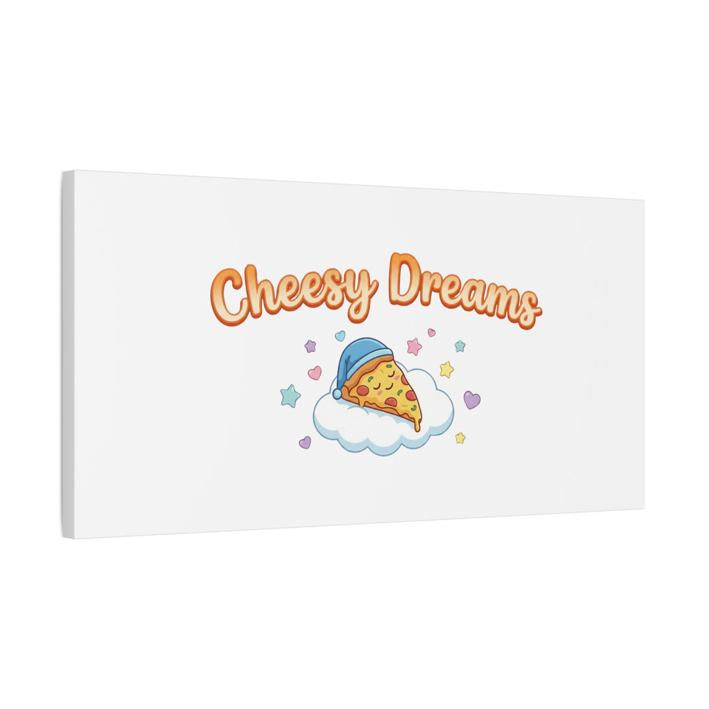 Cheesy Dreams Kawaii Pizza Canvas Wall Art