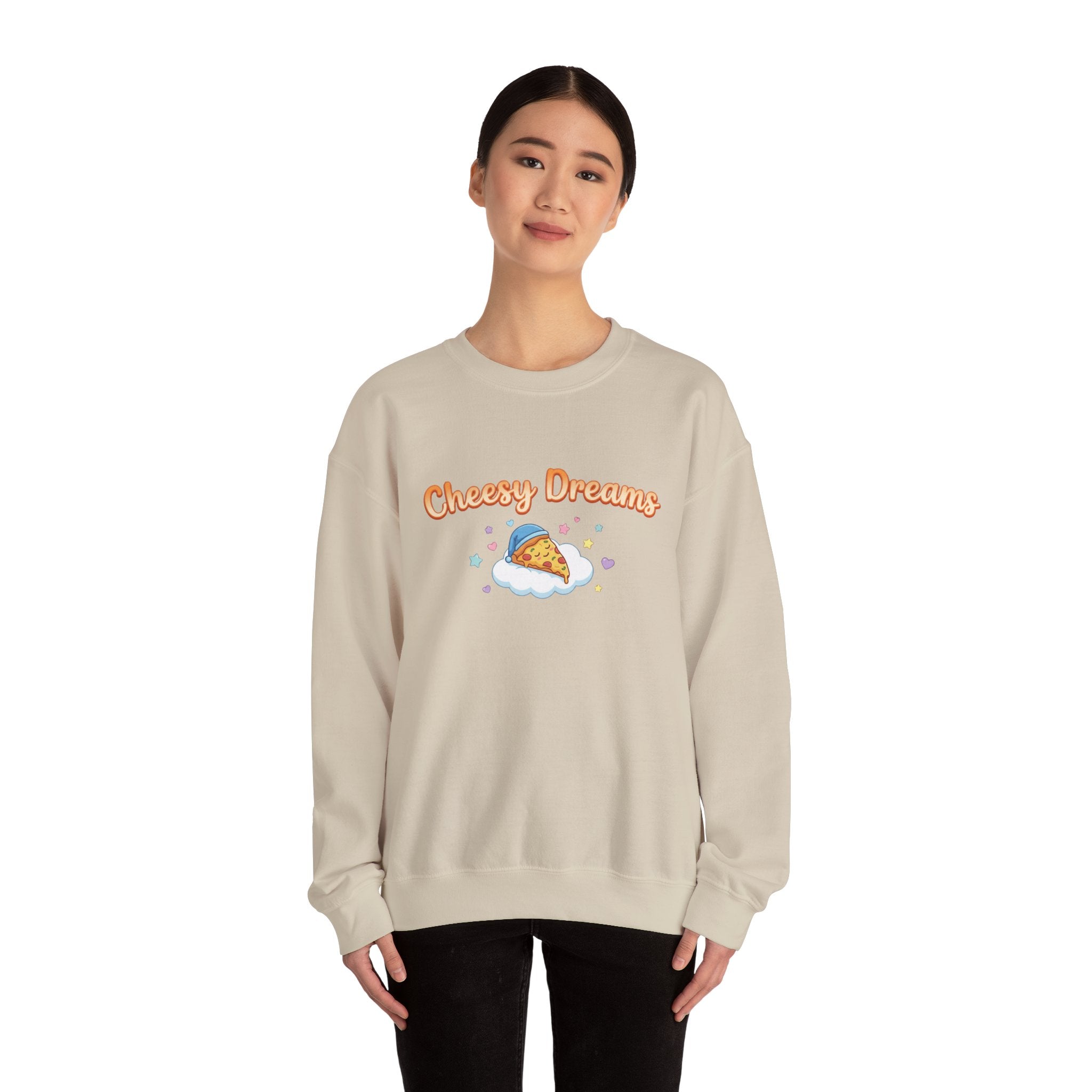 Cheesy Dreams Pizza Sweatshirt – Cozy Food Humor Crewneck