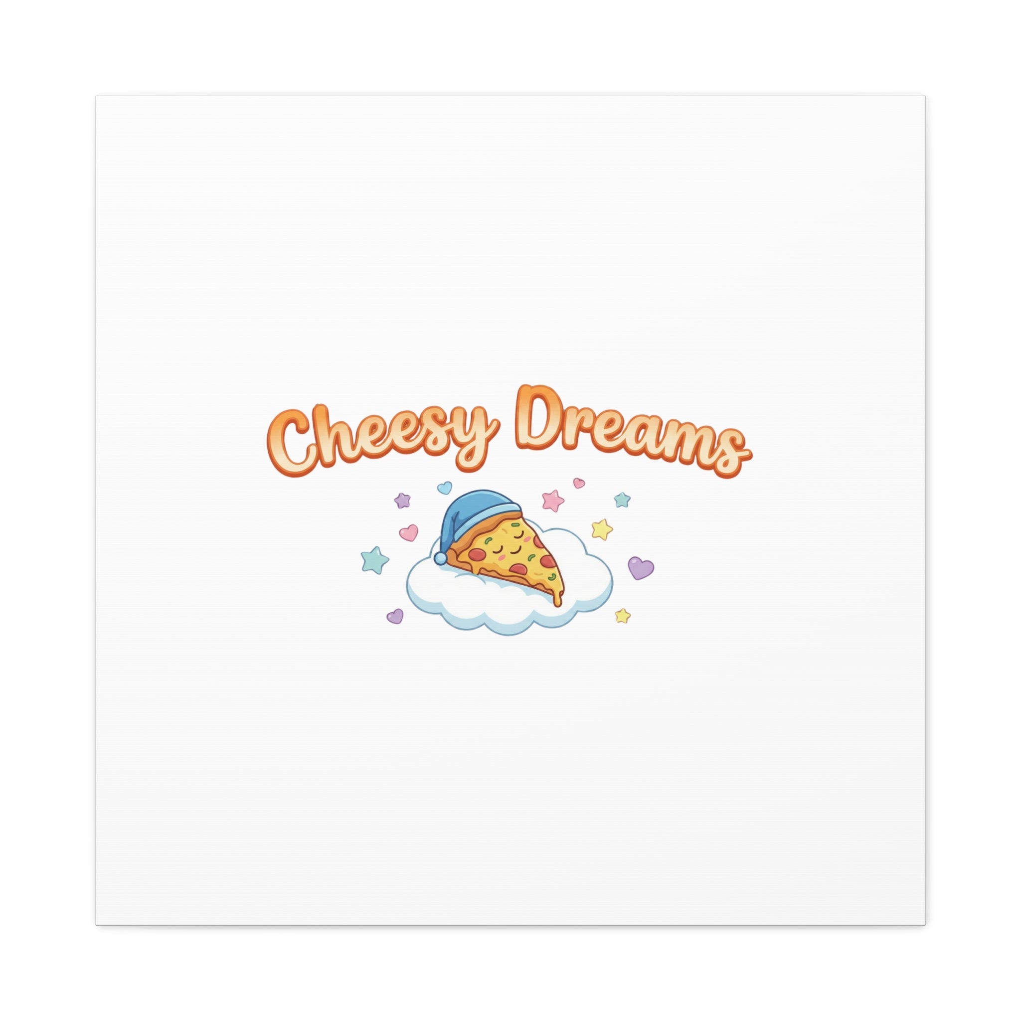 Cheesy Dreams Kawaii Pizza Canvas Wall Art