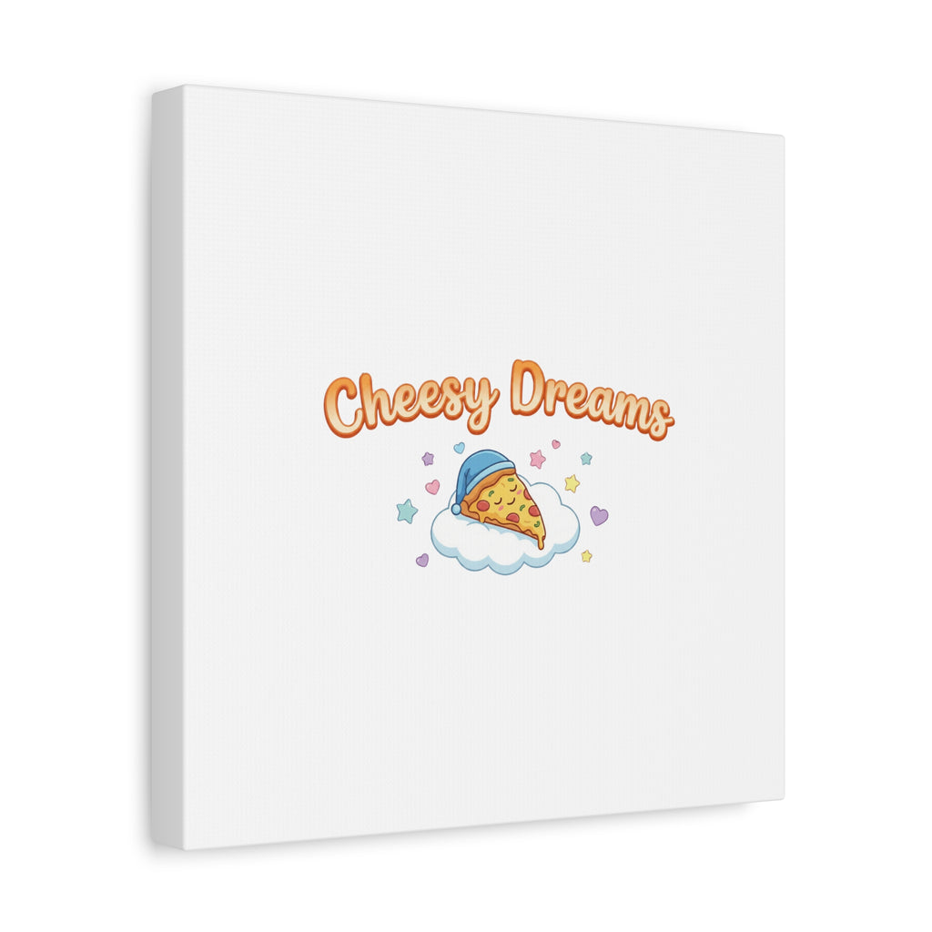 Cheesy Dreams Kawaii Pizza Canvas Wall Art