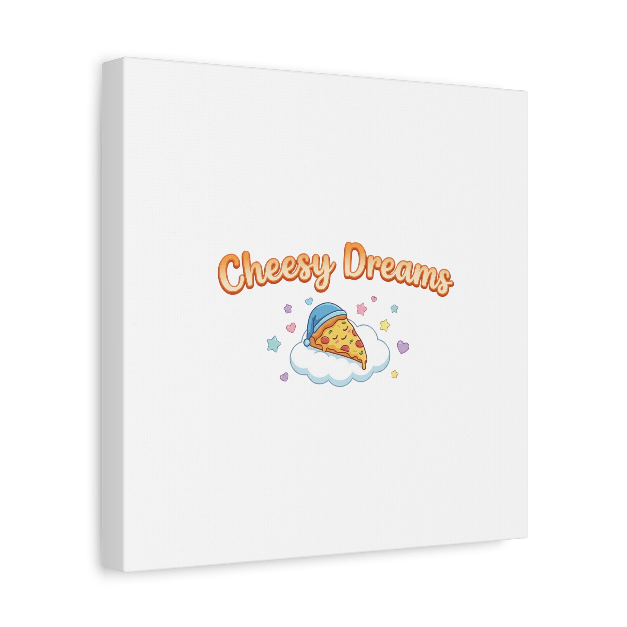 Cheesy Dreams Kawaii Pizza Canvas Wall Art