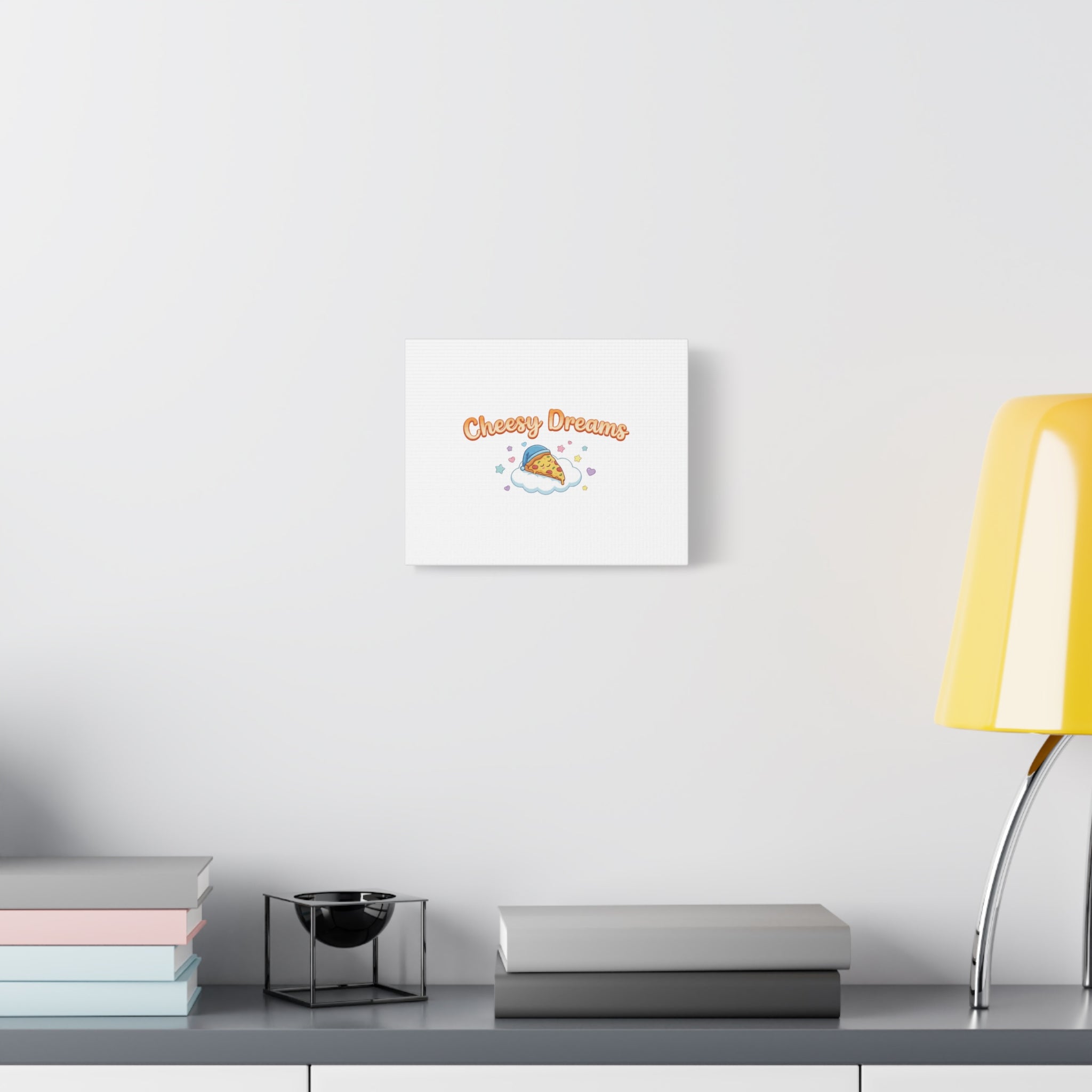 Cheesy Dreams Kawaii Pizza Canvas Wall Art