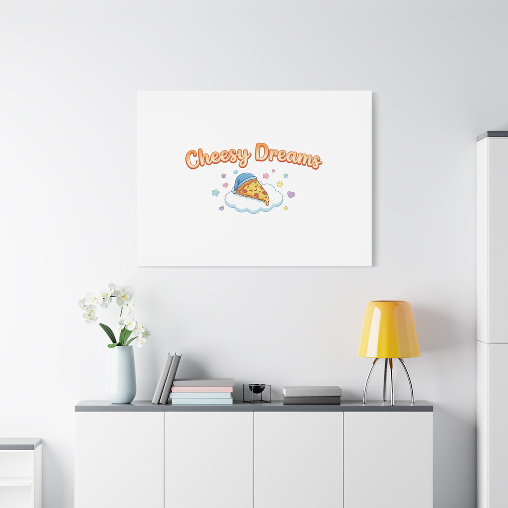 Cheesy Dreams Kawaii Pizza Canvas Wall Art