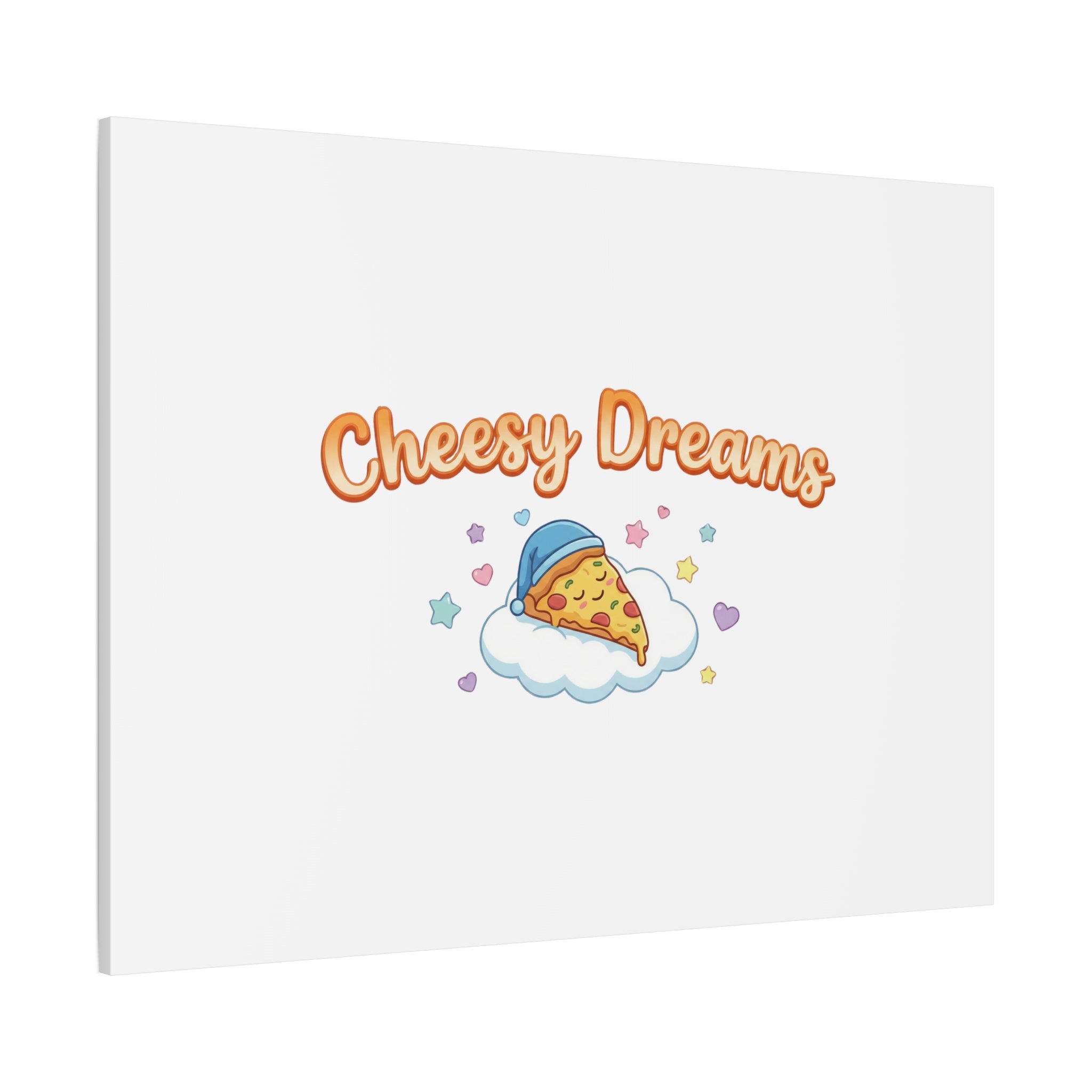 Cheesy Dreams Kawaii Pizza Canvas Wall Art