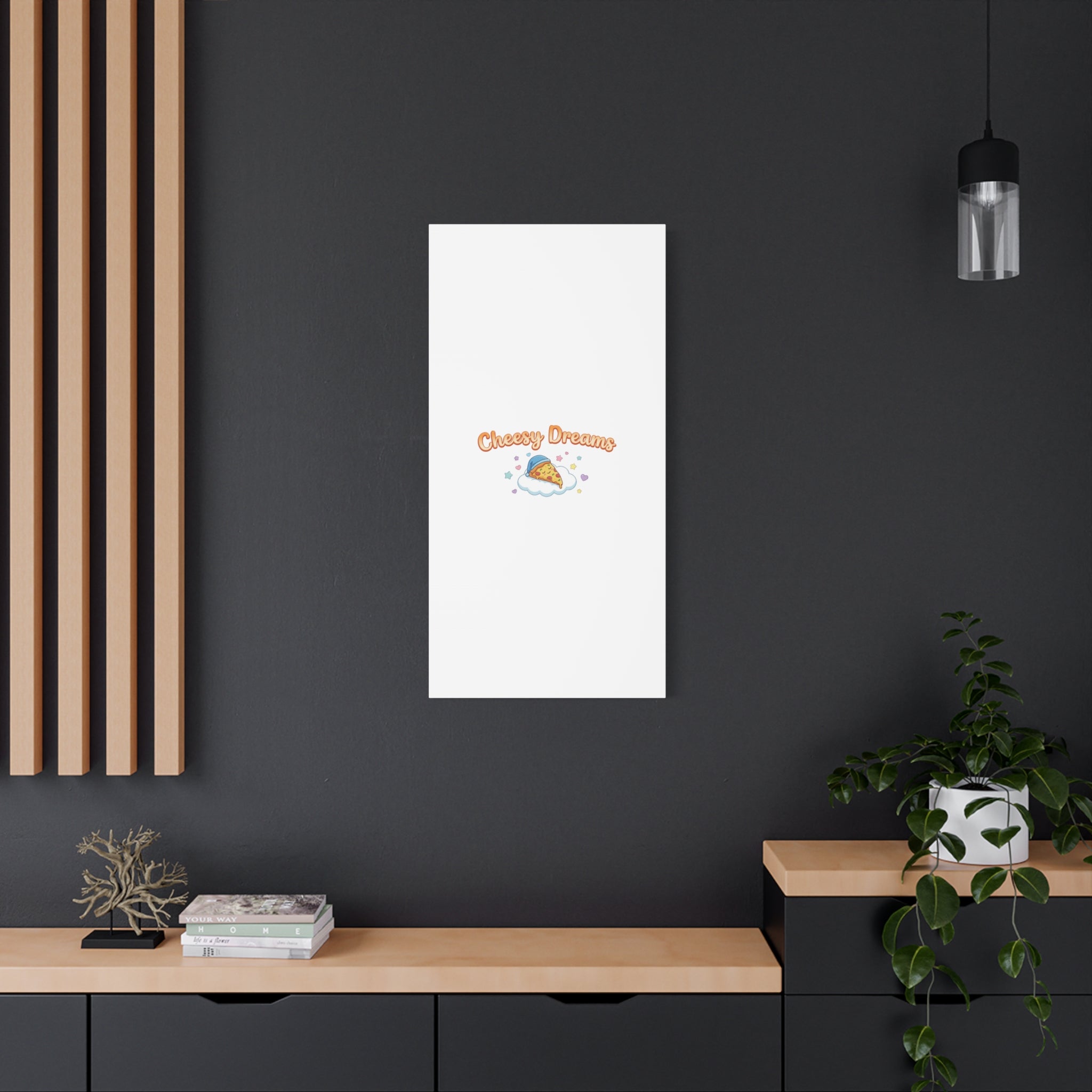 Cheesy Dreams Kawaii Pizza Canvas Wall Art