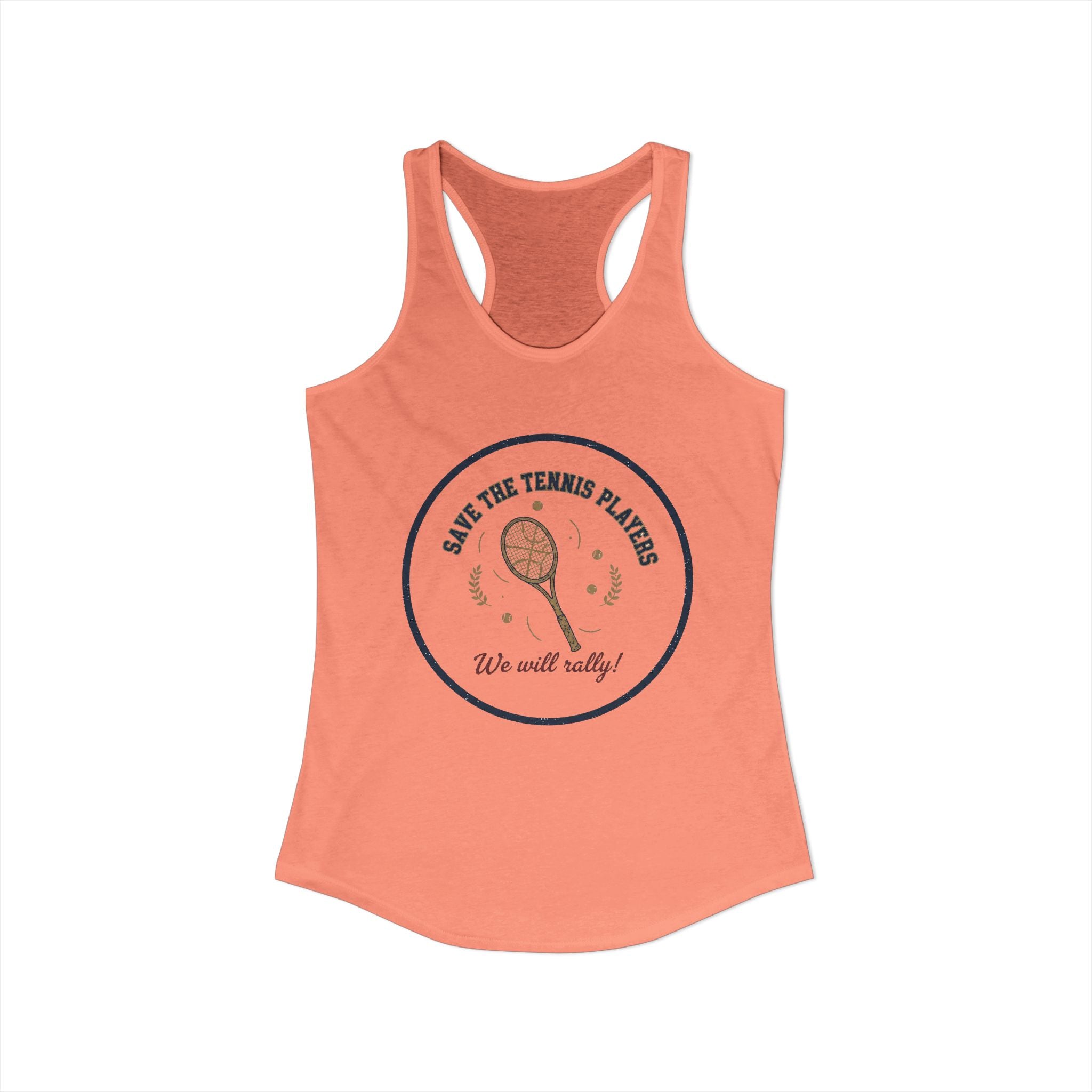 Save the Tennis Players Women’s Racerback Tank | Tennis Graphic Workout Tank | Lightweight Active Top | “We Will Rally” Tennis Shirt