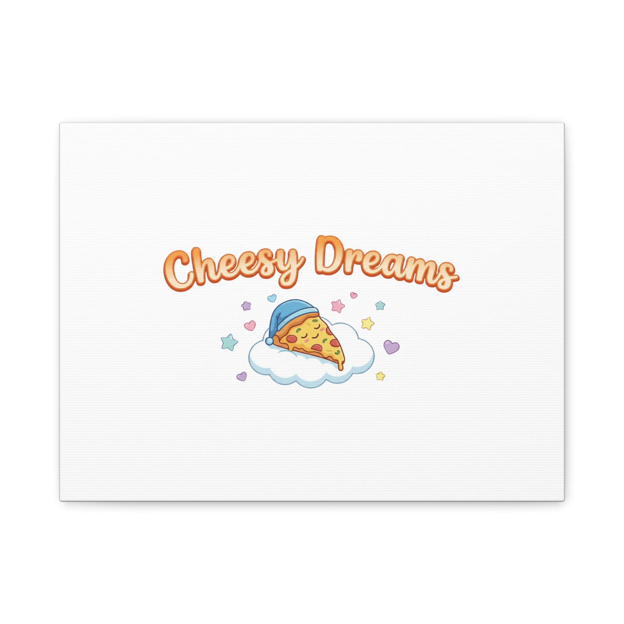 Cheesy Dreams Kawaii Pizza Canvas Wall Art