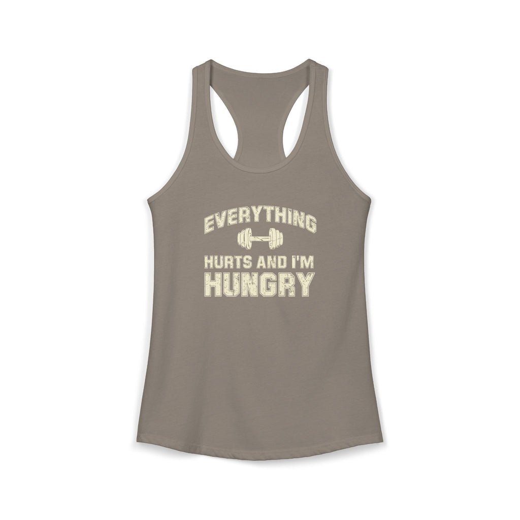 Everything Hurts and I’m Hungry Women’s Racerback Tank | Funny Gym Tank | Lightweight Workout Shirt | Fitness Humor Top