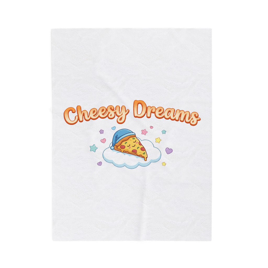 Cheesy Dreams Pizza Plush Blanket – Cozy Food Pun Velveteen Throw, Pastel Snack Humor Comfort Blanket