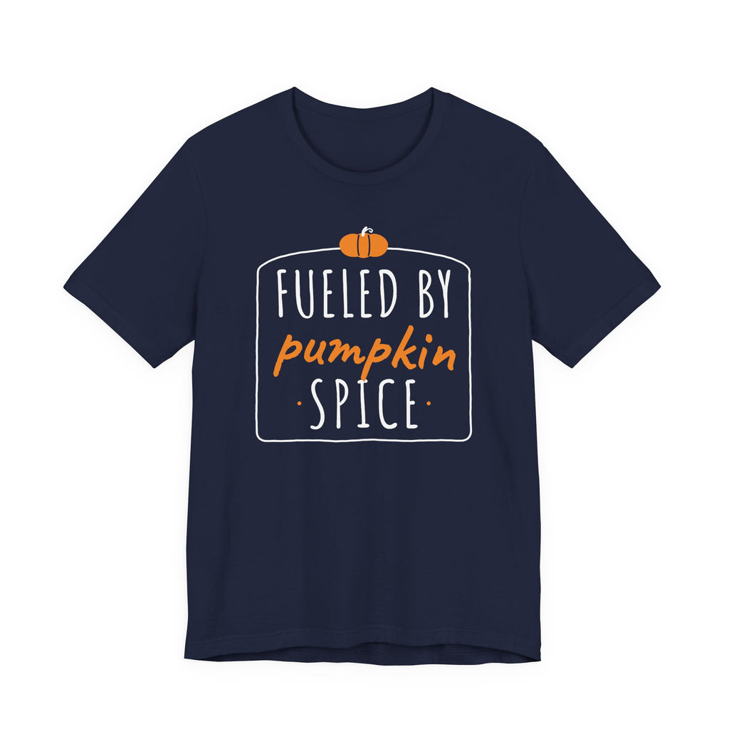 Fueled By Pumpkin Spice Retro Arch Tee | Fall Gym Shirt