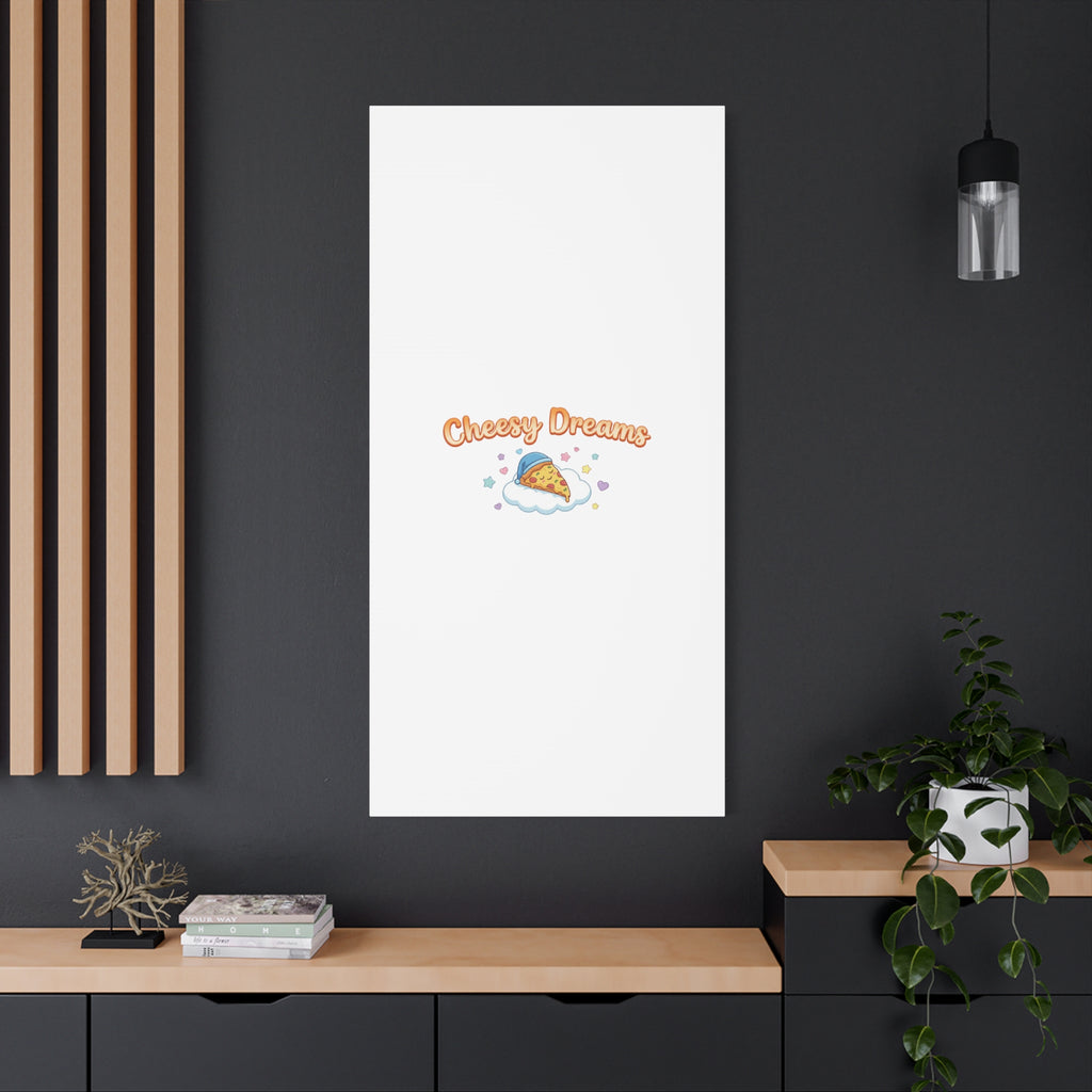 Cheesy Dreams Kawaii Pizza Canvas Wall Art