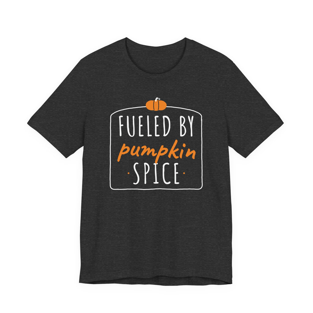 Fueled By Pumpkin Spice Retro Arch Tee | Fall Gym Shirt