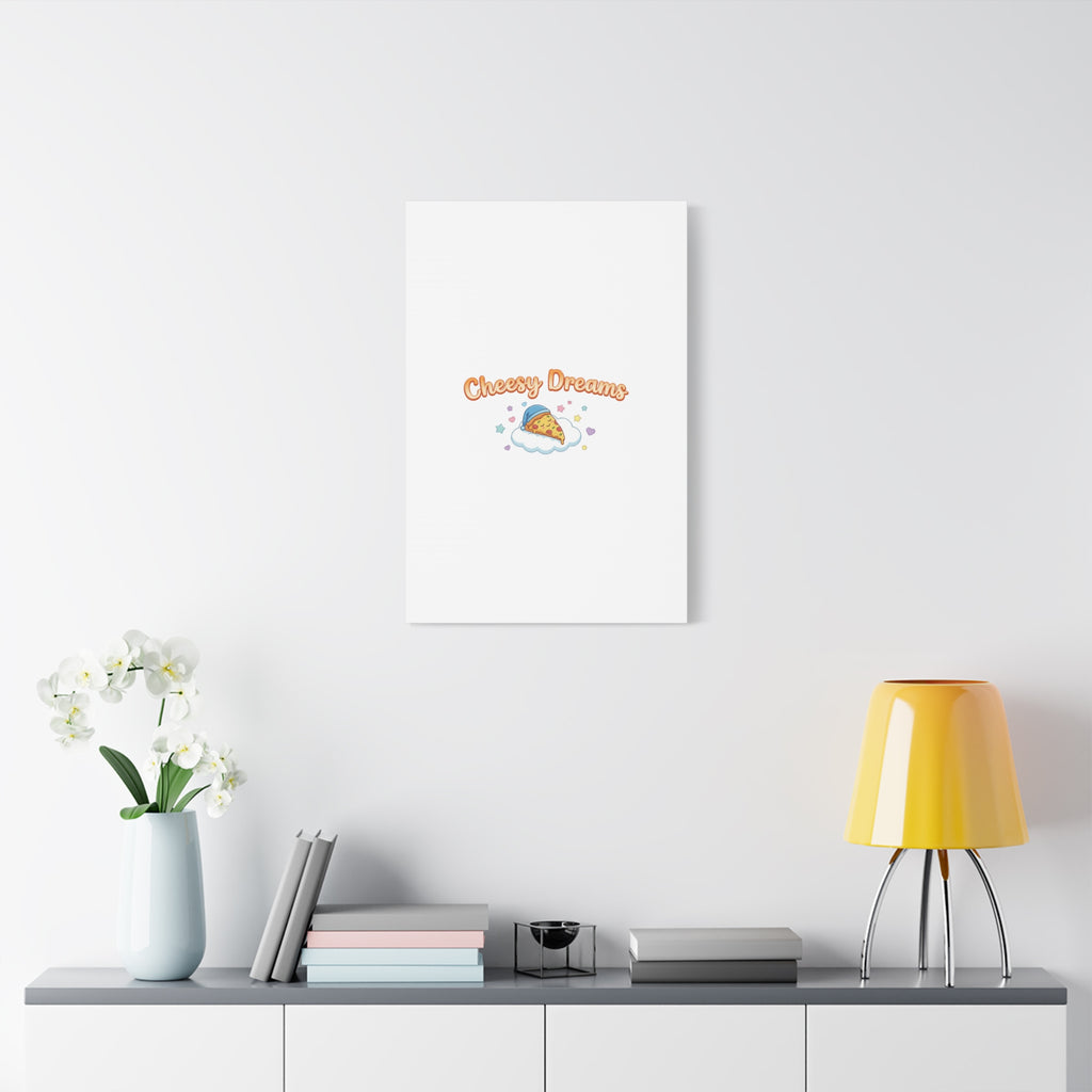 Cheesy Dreams Kawaii Pizza Canvas Wall Art